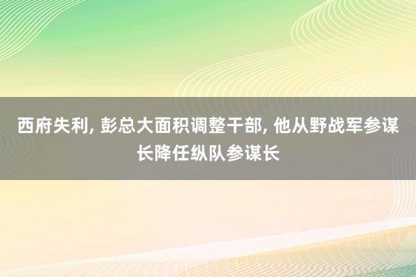 西府失利, 彭总大面积调整干部, 他从野战军参谋长降任纵队参谋长