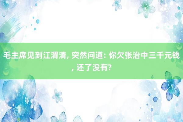 毛主席见到江渭清, 突然问道: 你欠张治中三千元钱, 还了没有?