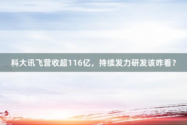 科大讯飞营收超116亿，持续发力研发该咋看？