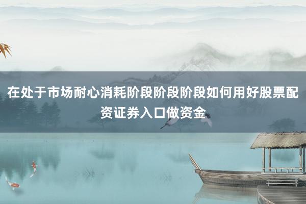 在处于市场耐心消耗阶段阶段阶段如何用好股票配资证券入口做资金