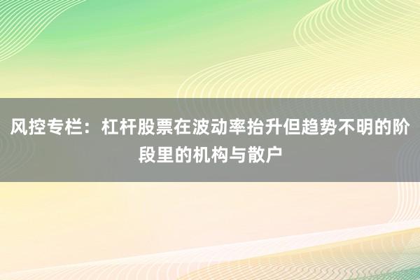 风控专栏：杠杆股票在波动率抬升但趋势不明的阶段里的机构与散户