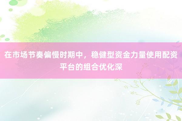 在市场节奏偏慢时期中，稳健型资金力量使用配资平台的组合优化深