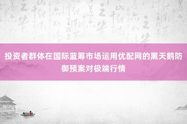 投资者群体在国际蓝筹市场运用优配网的黑天鹅防御预案对极端行情