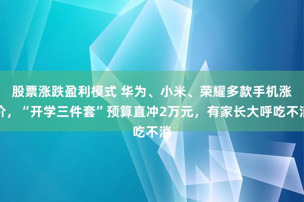 股票涨跌盈利模式 华为、小米、荣耀多款手机涨价，“开学三件套”预算直冲2万元，有家长大呼吃不消