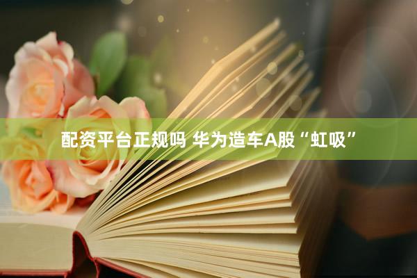 配资平台正规吗 华为造车A股“虹吸”