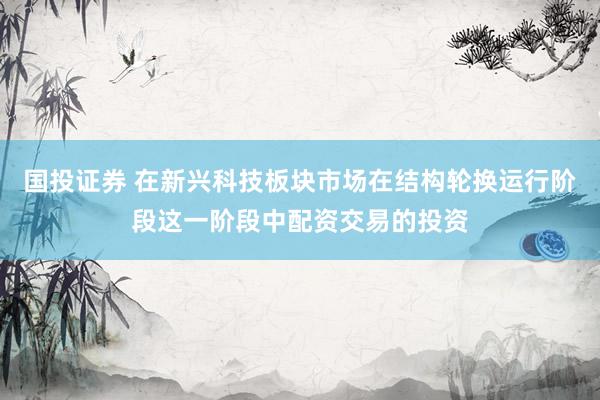 国投证券 在新兴科技板块市场在结构轮换运行阶段这一阶段中配资交易的投资