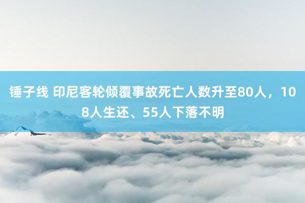 锤子线 印尼客轮倾覆事故死亡人数升至80人，108人生还、55人下落不明