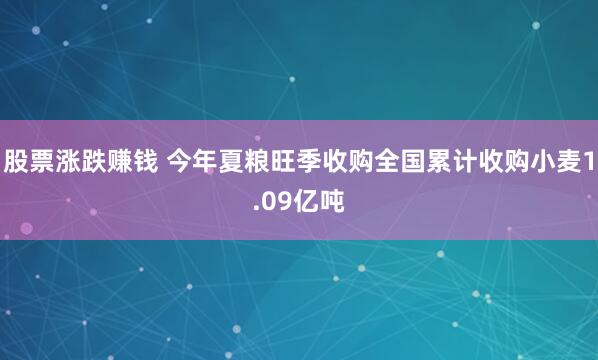 股票涨跌赚钱 今年夏粮旺季收购全国累计收购小麦1.09亿吨