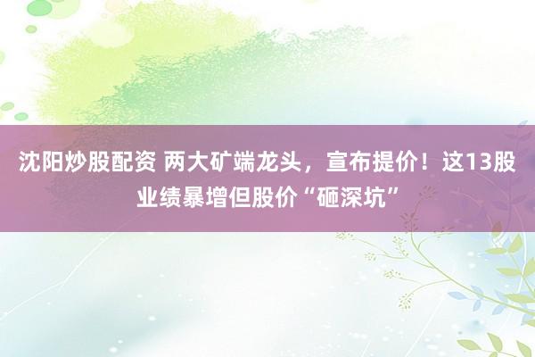 沈阳炒股配资 两大矿端龙头，宣布提价！这13股业绩暴增但股价“砸深坑”
